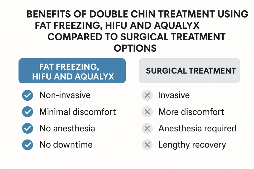 Graphic about the benefits of double chin treatment Worcester Park - from LA LIPO