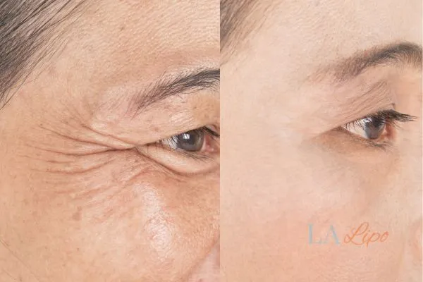 Before and after results of woman - HI-fu wrinkles reduction treatment Worcester Park