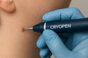 Person receiving skin tag removal Worcester Park